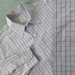 Brooks Brothers Non Iron Button Down Shirt Mens Large Purple Plaid Long Sleeve